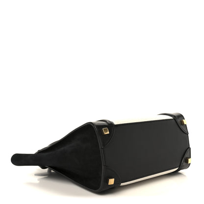 Celine Bullhide Calfskin Micro Bi-Color Luggage Black White 4 of 10