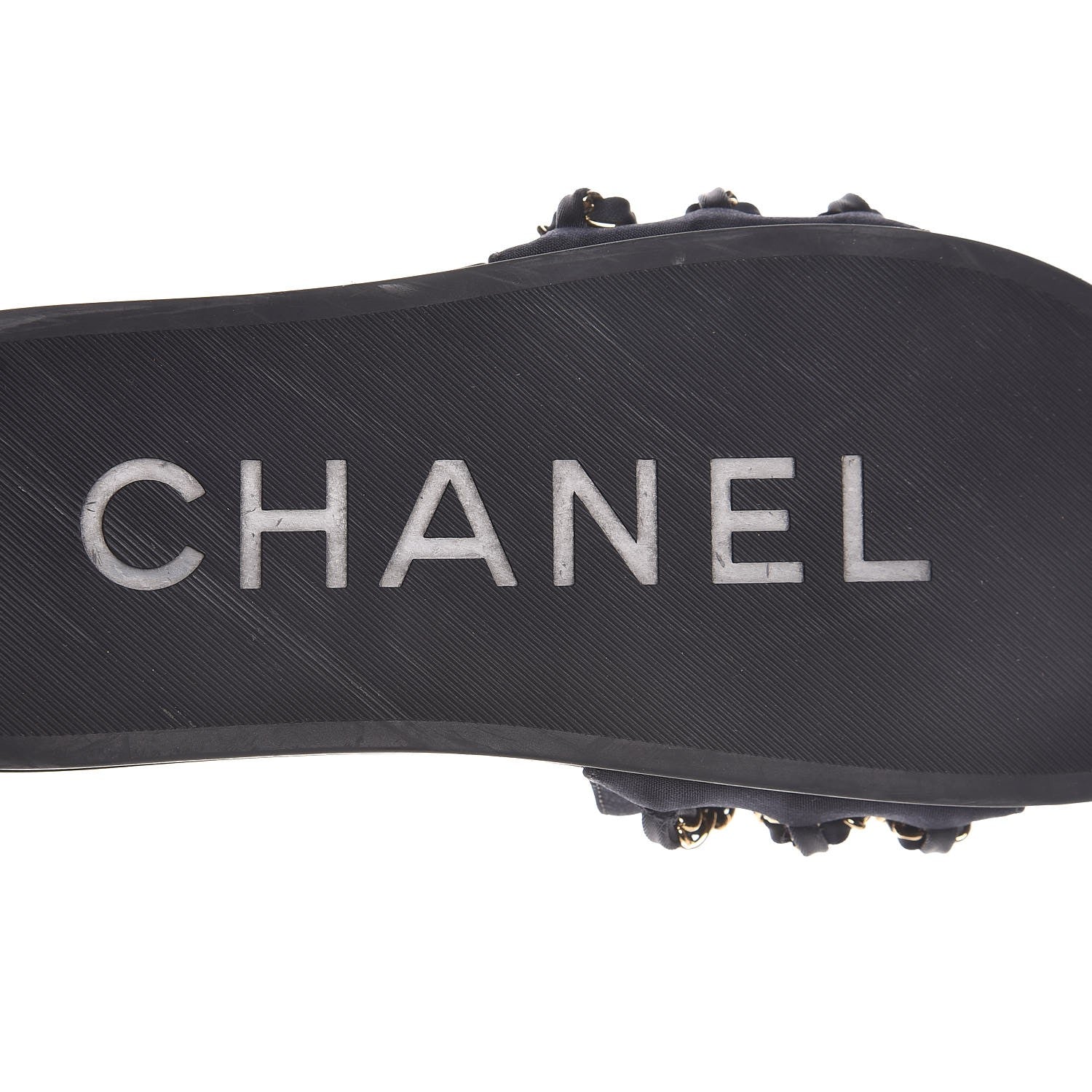 Chanel Nylon Chain Flat Sandals 38 Marine 7 of 8