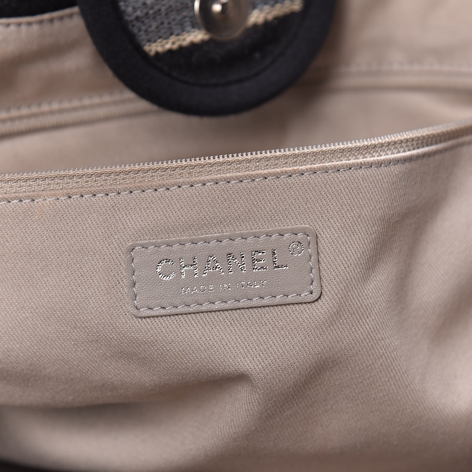 Chanel Striped Canvas Medium Deauville Tote Black 6 of 10