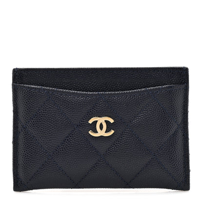 Chanel Caviar Quilted Card Holder Navy 1 of 9