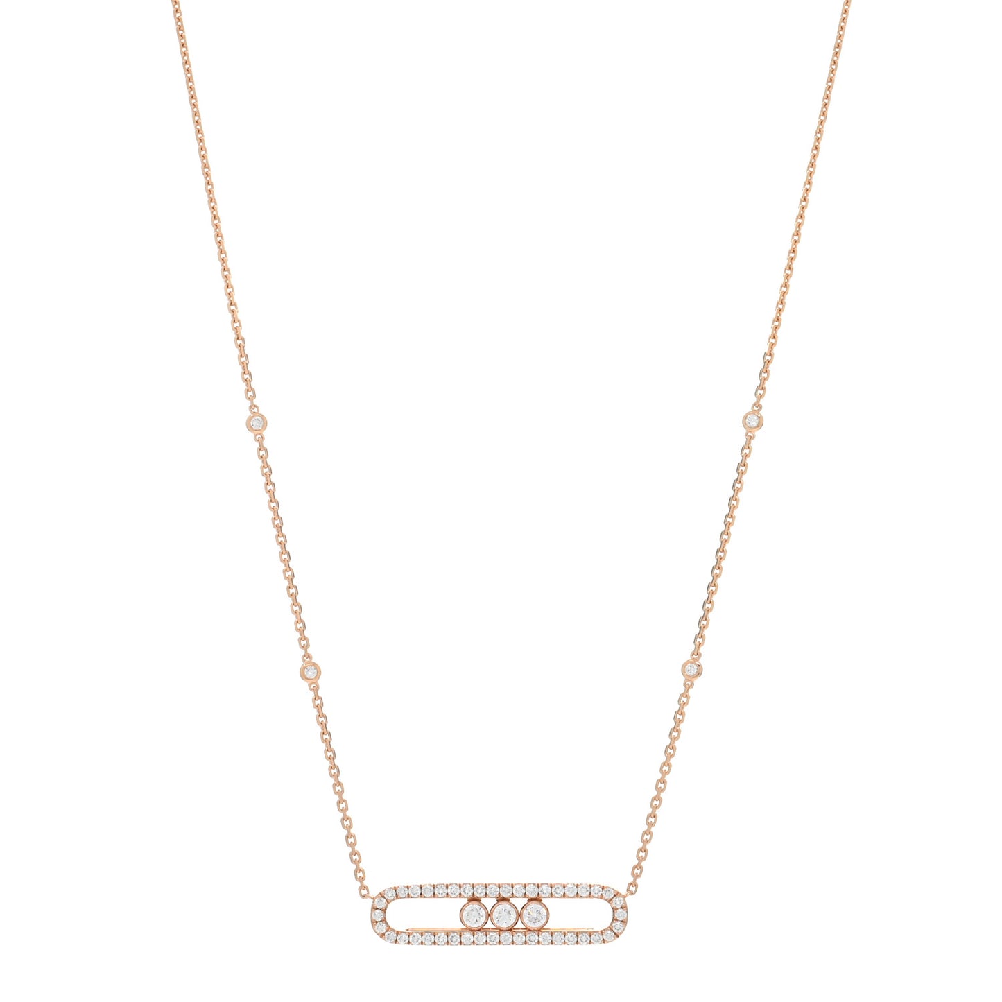 18K Rose Gold Diamond Move Pave Necklace