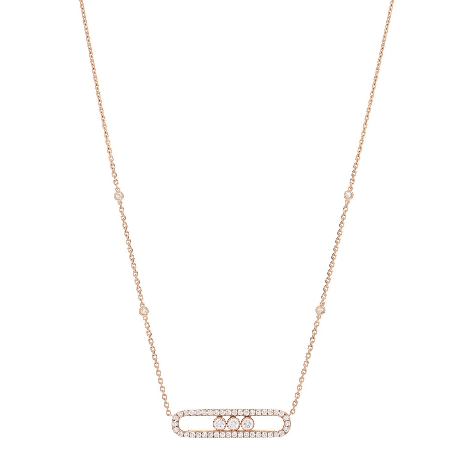 Messika 18K Rose Gold Diamond Move Pave Necklace 1 of 4