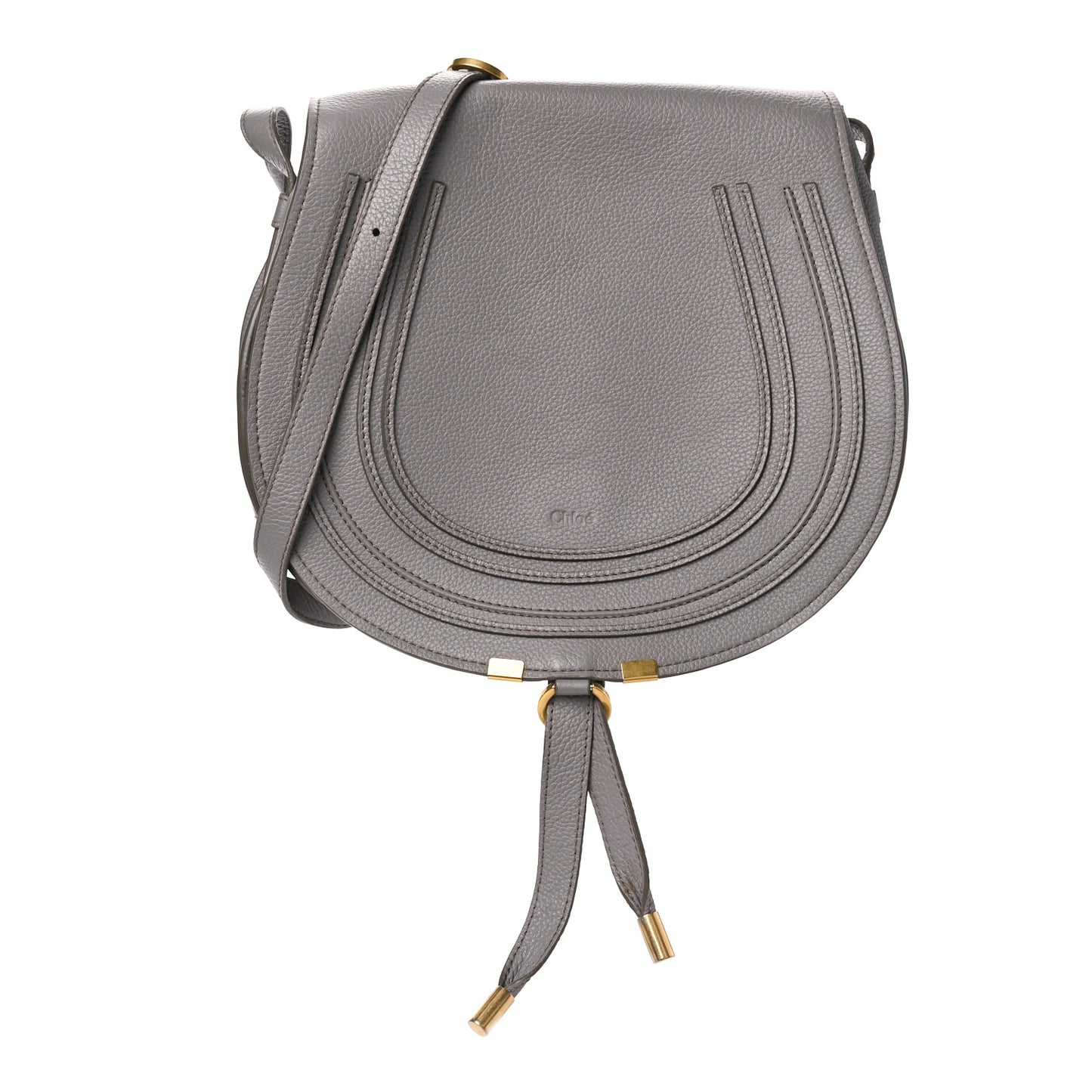 Calfskin Medium Marcie Round Crossbody Bag Cashmere Grey