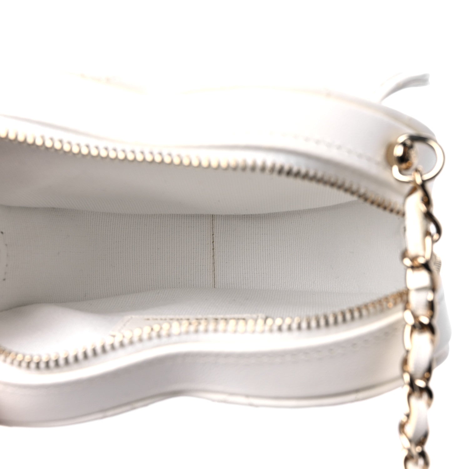 Chanel Lambskin Quilted CC In Love Heart Clutch With Chain White 5 of 9