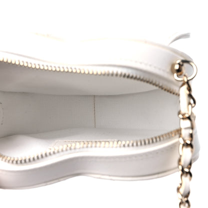 Chanel Lambskin Quilted CC In Love Heart Clutch With Chain White 5 of 9