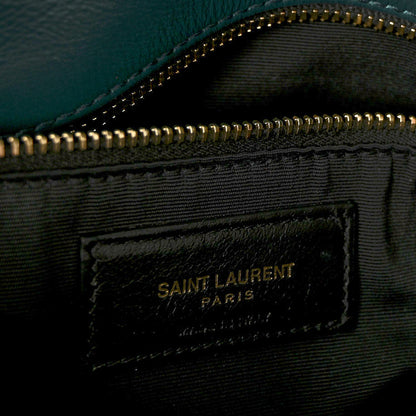 Saint Laurent Velvet Y Quilted Monogram Small Loulou Chain Satchel Dark Green 6 of 9