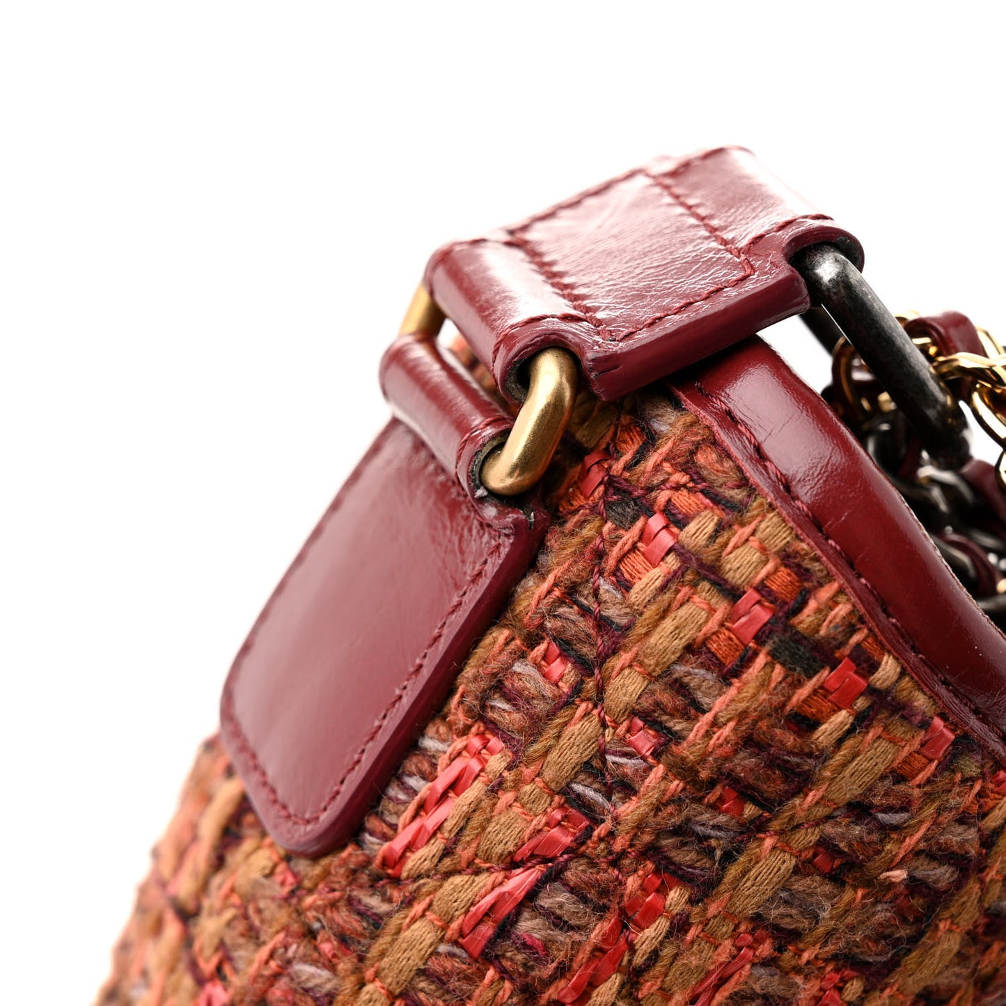 Tweed Calfskin Small Gabrielle Hobo Burgundy