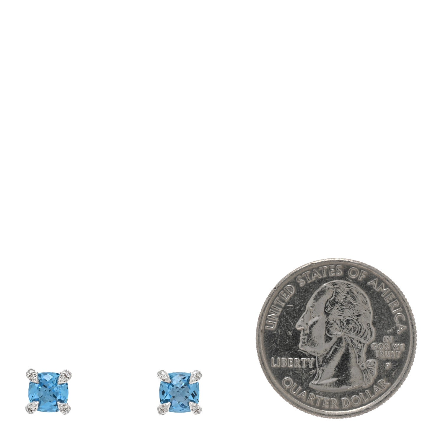David Yurman Sterling Silver Diamond Blue Topaz Petite Chatelaine Earrings 2 of 4