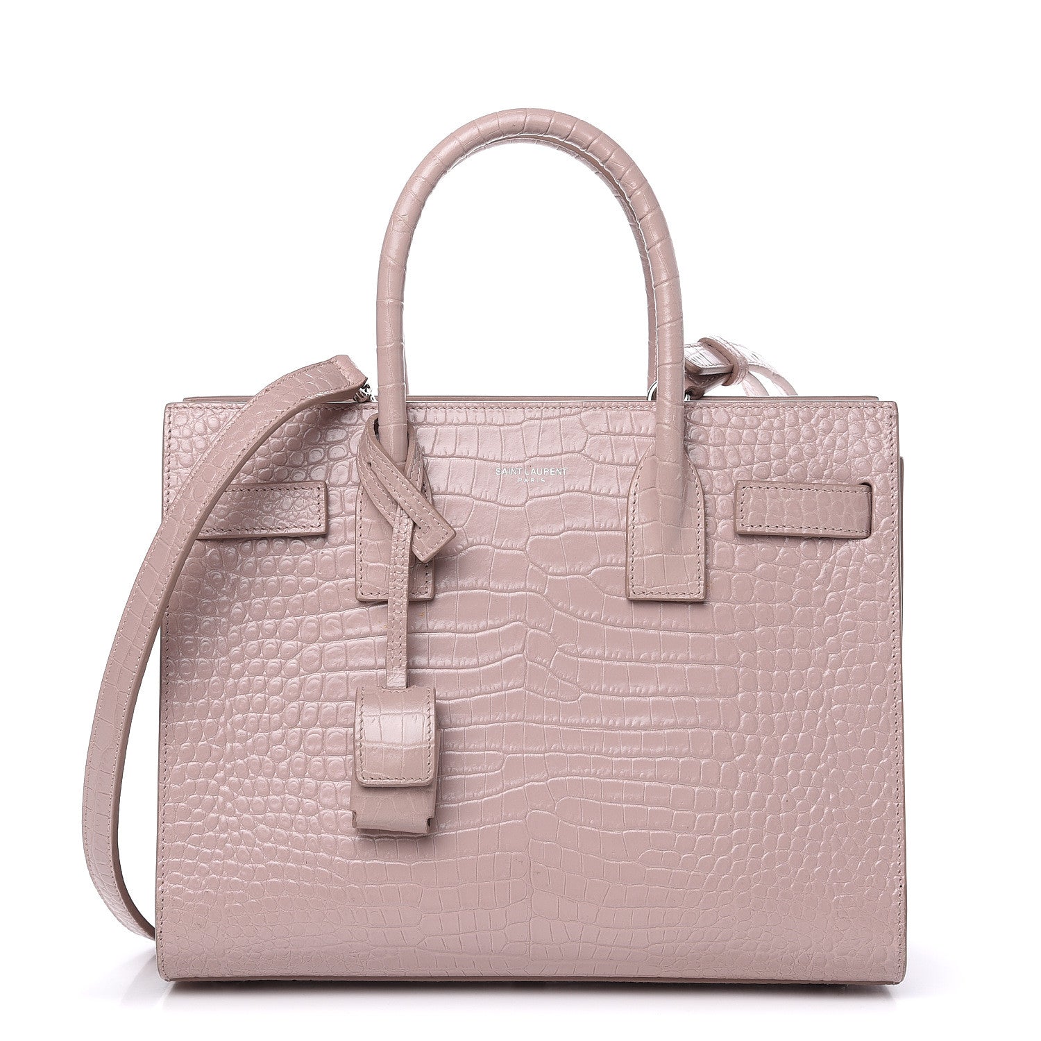 Saint Laurent Calfskin Crocodile Embossed Baby Sac De Jour Rose Antic 1 of 15