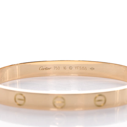 Cartier 18K Yellow Gold LOVE Bracelet 16 4 of 7