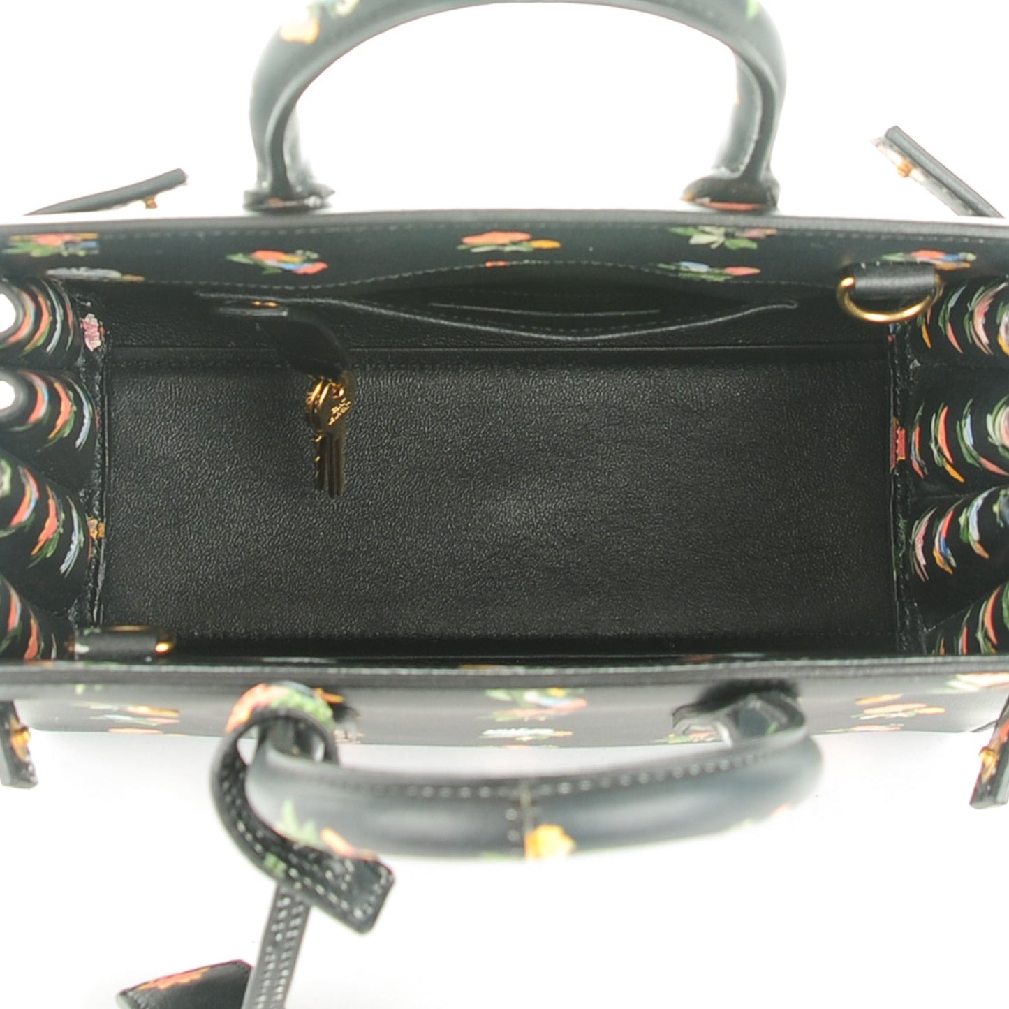 Calfskin Prairie Printed Nano Sac De Jour Black
