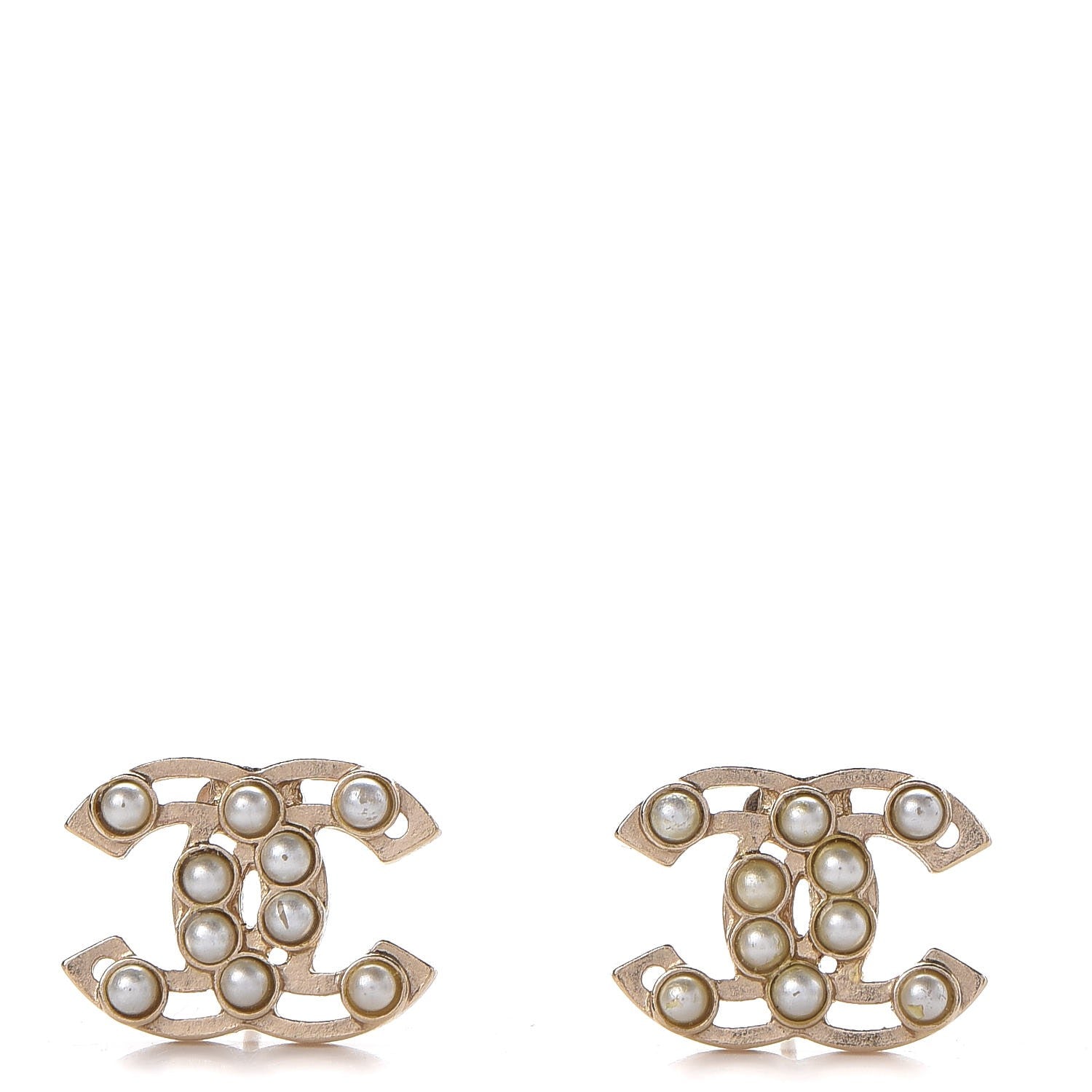 Chanel Pearl CC Earrings Light Gold 1 of 5