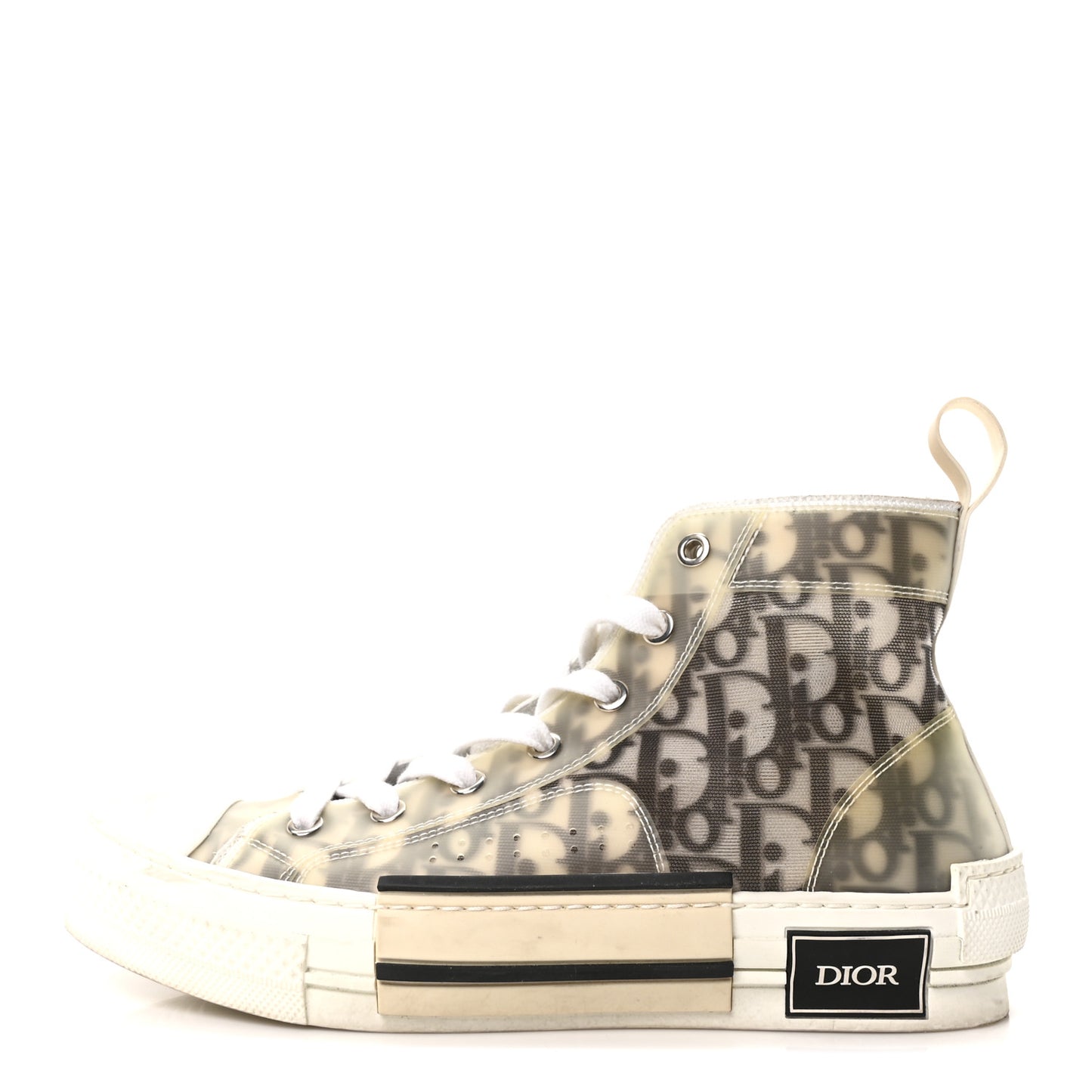 Technical Canvas Oblique B23 High Top Sneakers 38 White Black
