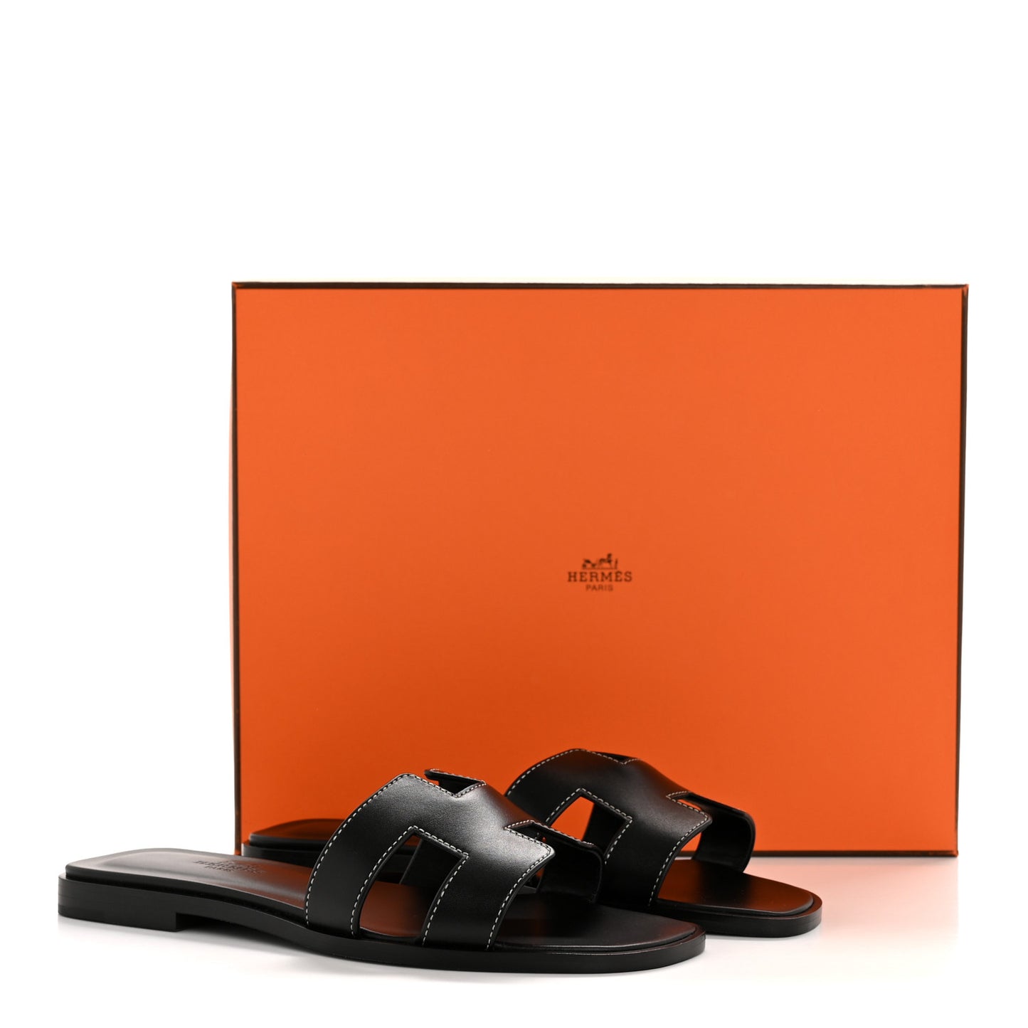 Box Calfskin Oran Sandals 35 Black