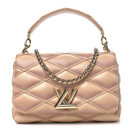 Louis Vuitton Lambskin Malletage Top Handle GO-14 MM Beige Rose 1 of 9