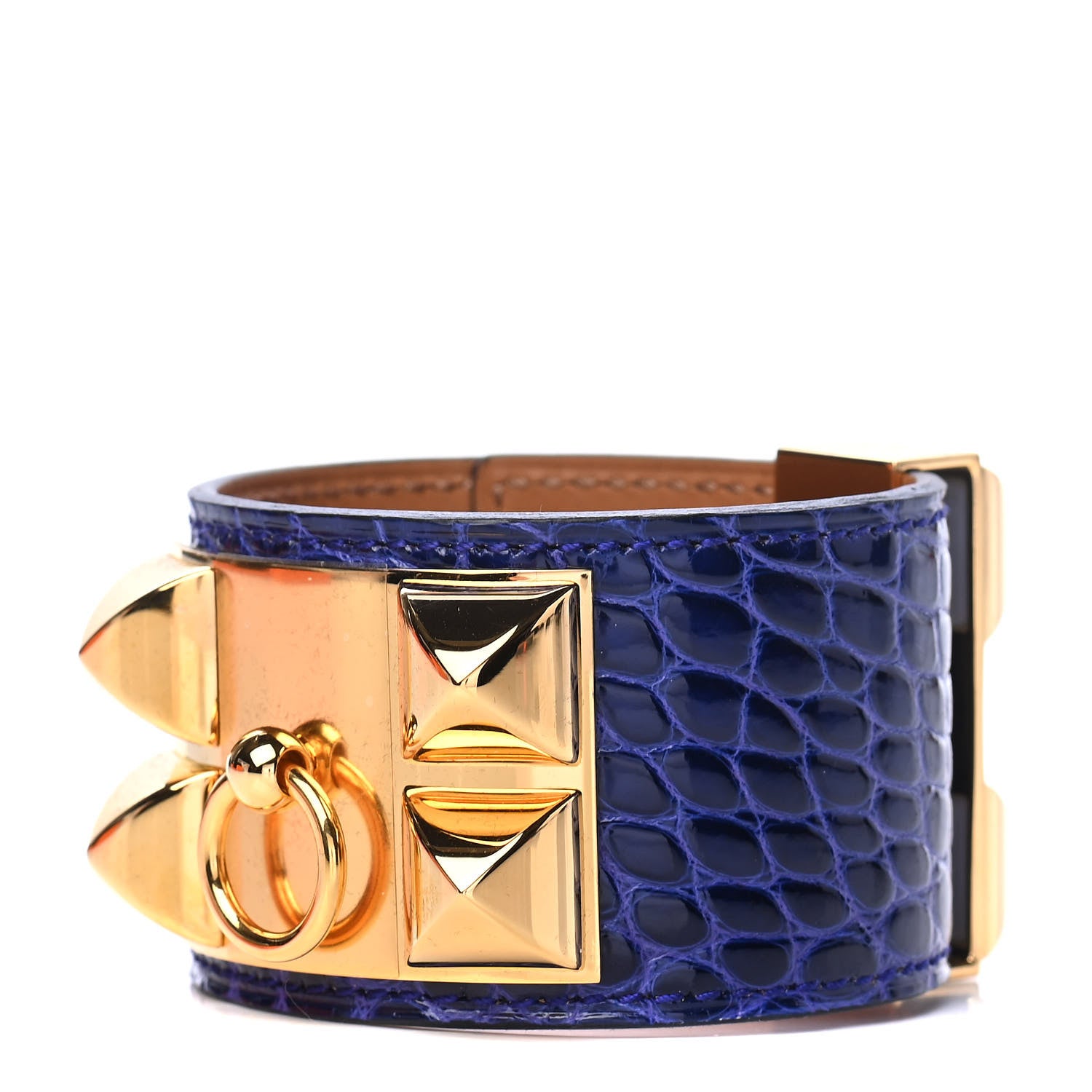 Hermes Shiny Alligator Collier De Chien CDC Bracelet T2 Bleu Electrique 1 of 4