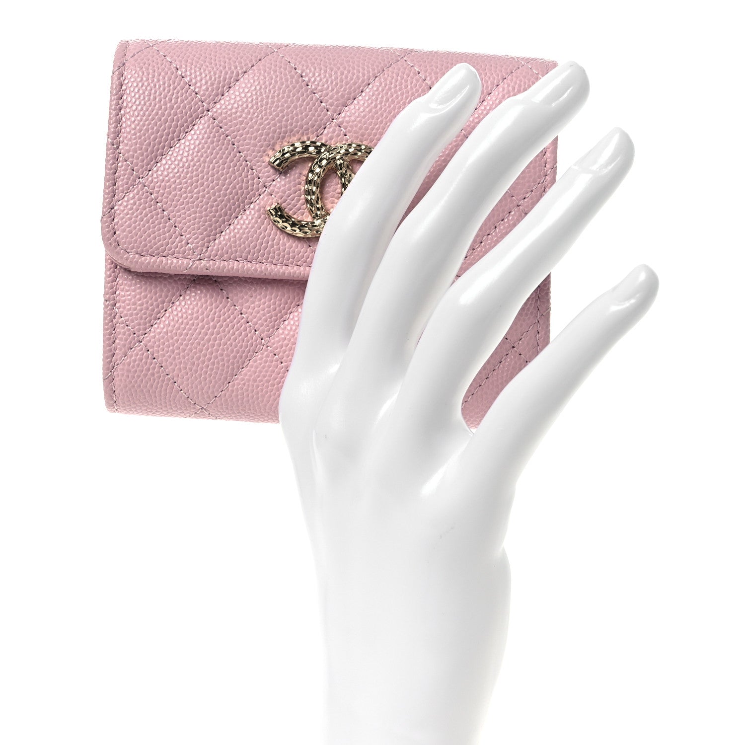 Chanel Caviar Quilted Textured CC Flap Card Holder Light Pink 2 of 13