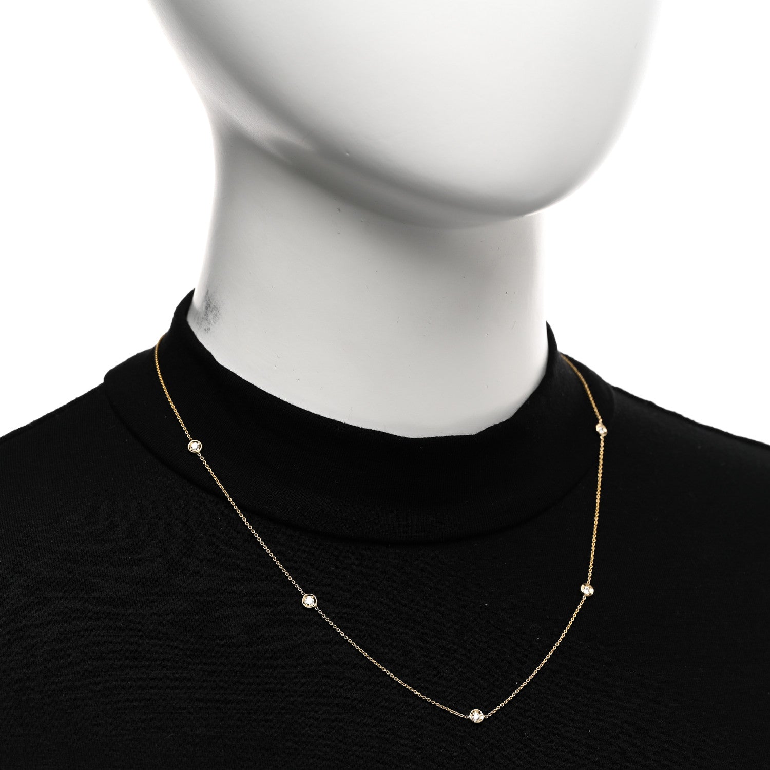 Roberto Coin 18K Yellow Gold Diamond .23ct Diamonds By The Inch Five Station Necklace 2 of 4