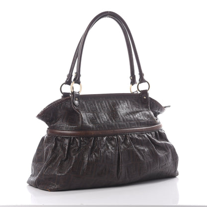 Fendi Vitello Bottalato FF Embossed Large Chef Shopper Tote Chocolate 2 of 11