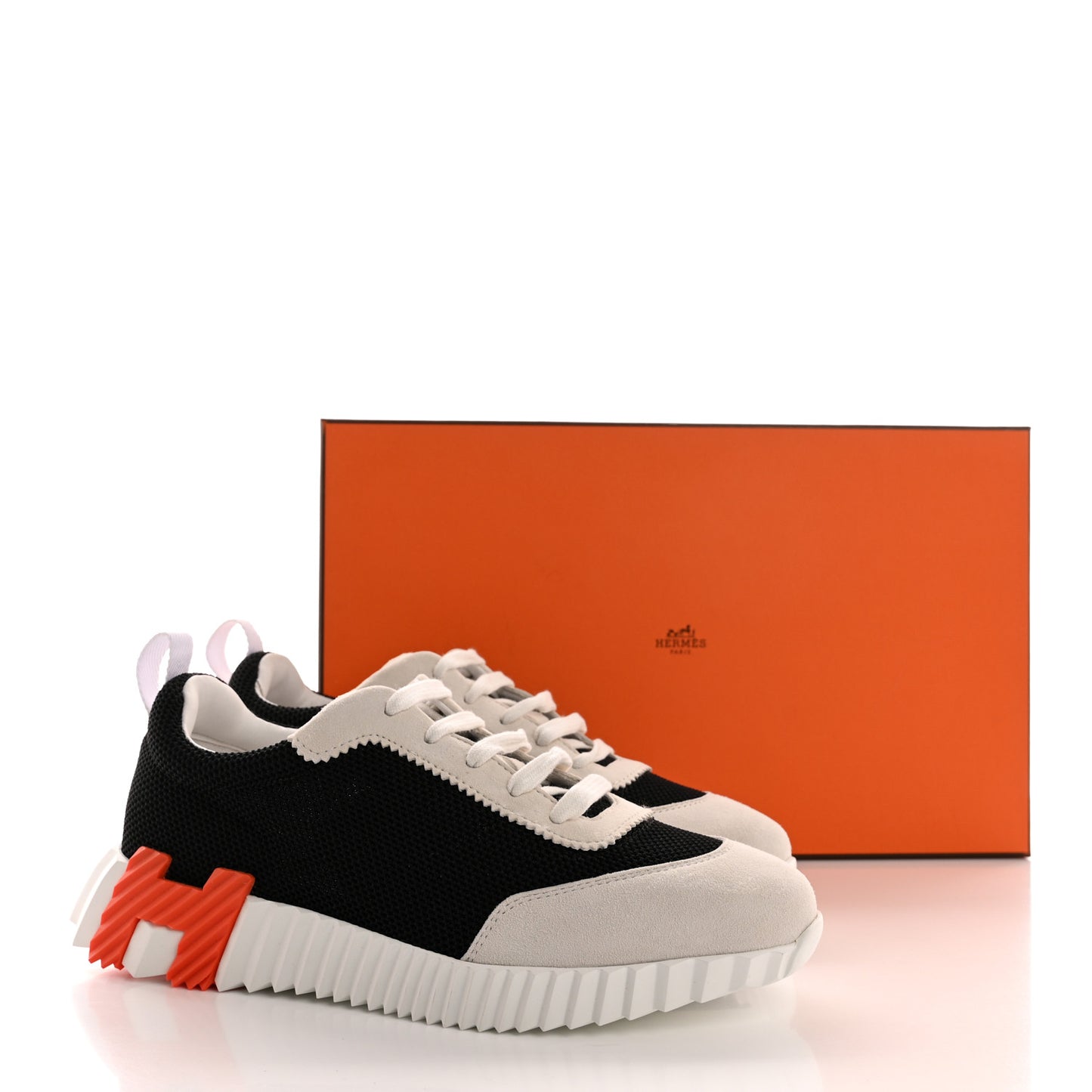 Air Mesh Suede Goatskin Bouncing Sneakers 39.5 Black Orange