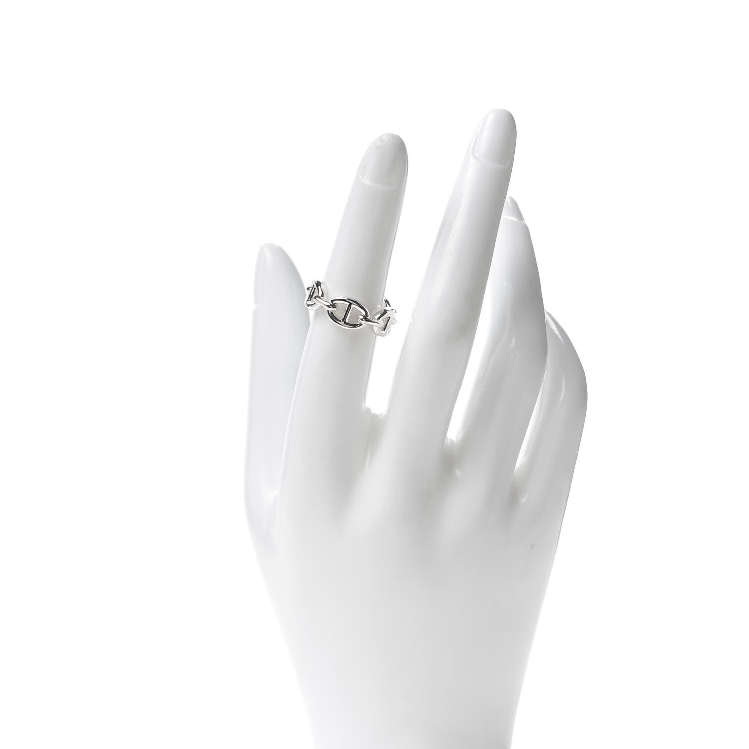 Hermes Sterling Silver PM Chaine d'Ancre Enchainee Band Ring 51 5.75 2 of 7