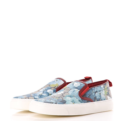 Gucci GG Supreme Monogram Blooms Womens Slip On Sneakers 37.5 Beige Blue Navy Red 3 of 9