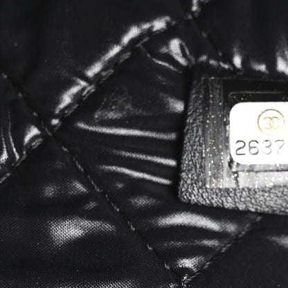 Chanel Striped Canvas Large Deauville Cosmetic Pouch Black 7 of 10
