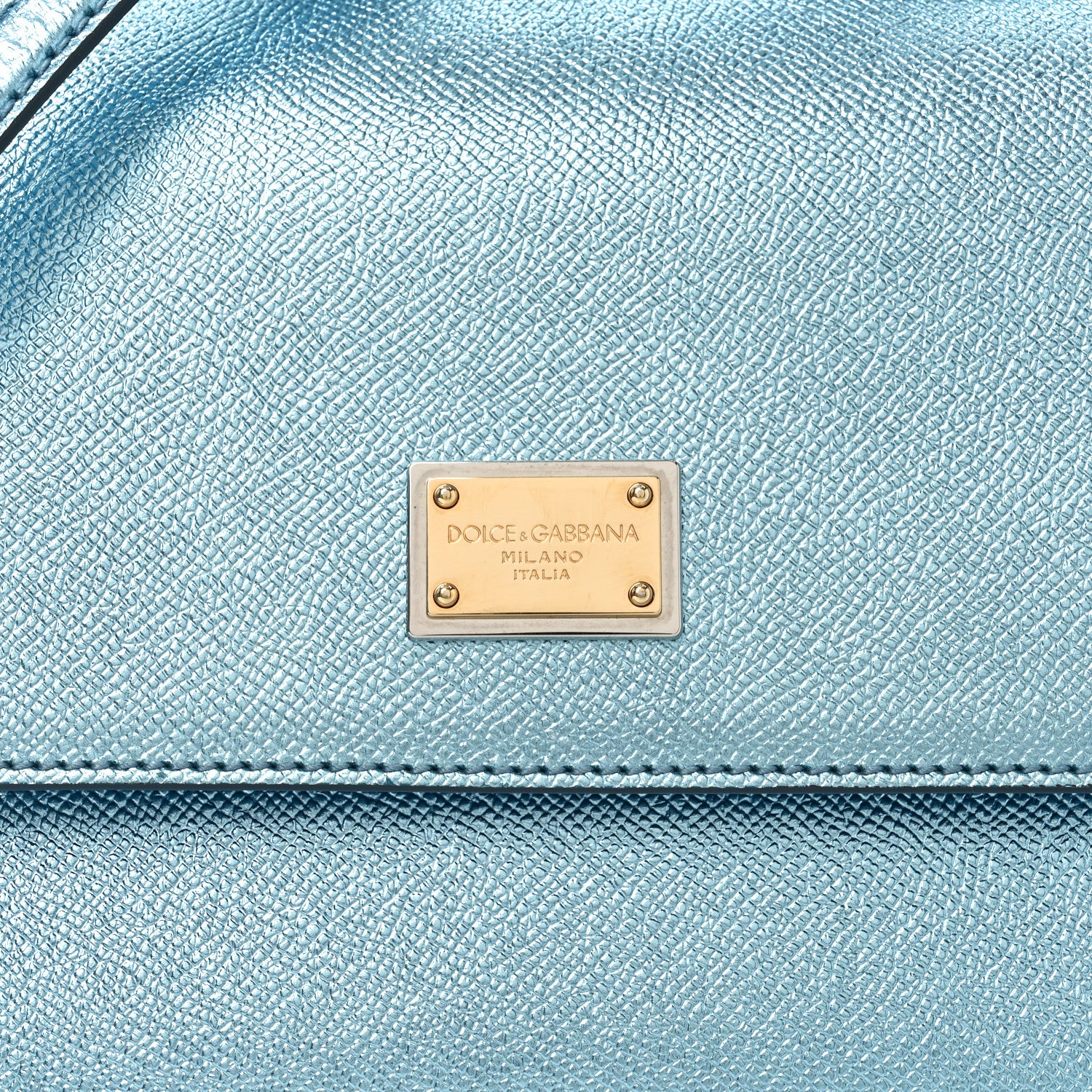 Dolce & Gabbana Metallic Dauphine Medium Miss Sicily Satchel Blue 7 of 9