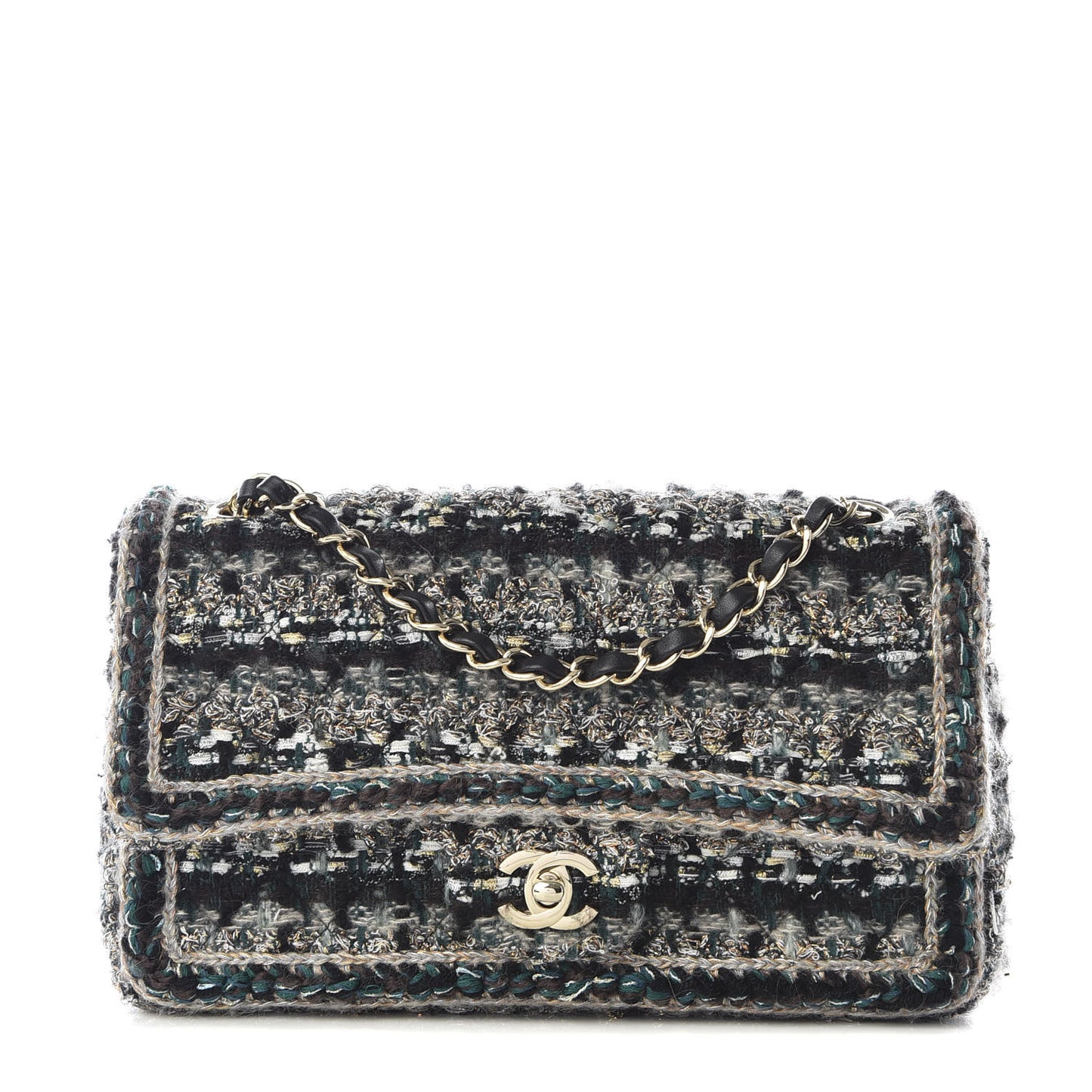 Tweed Medium Single Flap Green