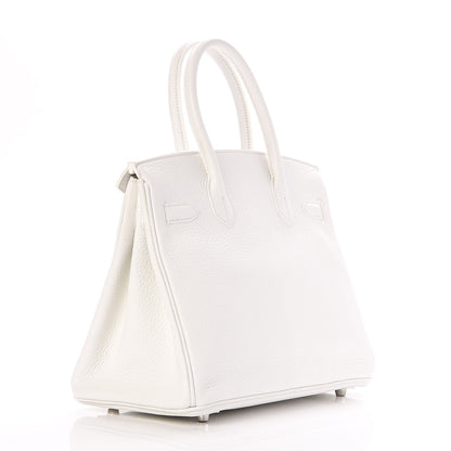 Hermes Taurillon Clemence Birkin 30 White 3 of 36