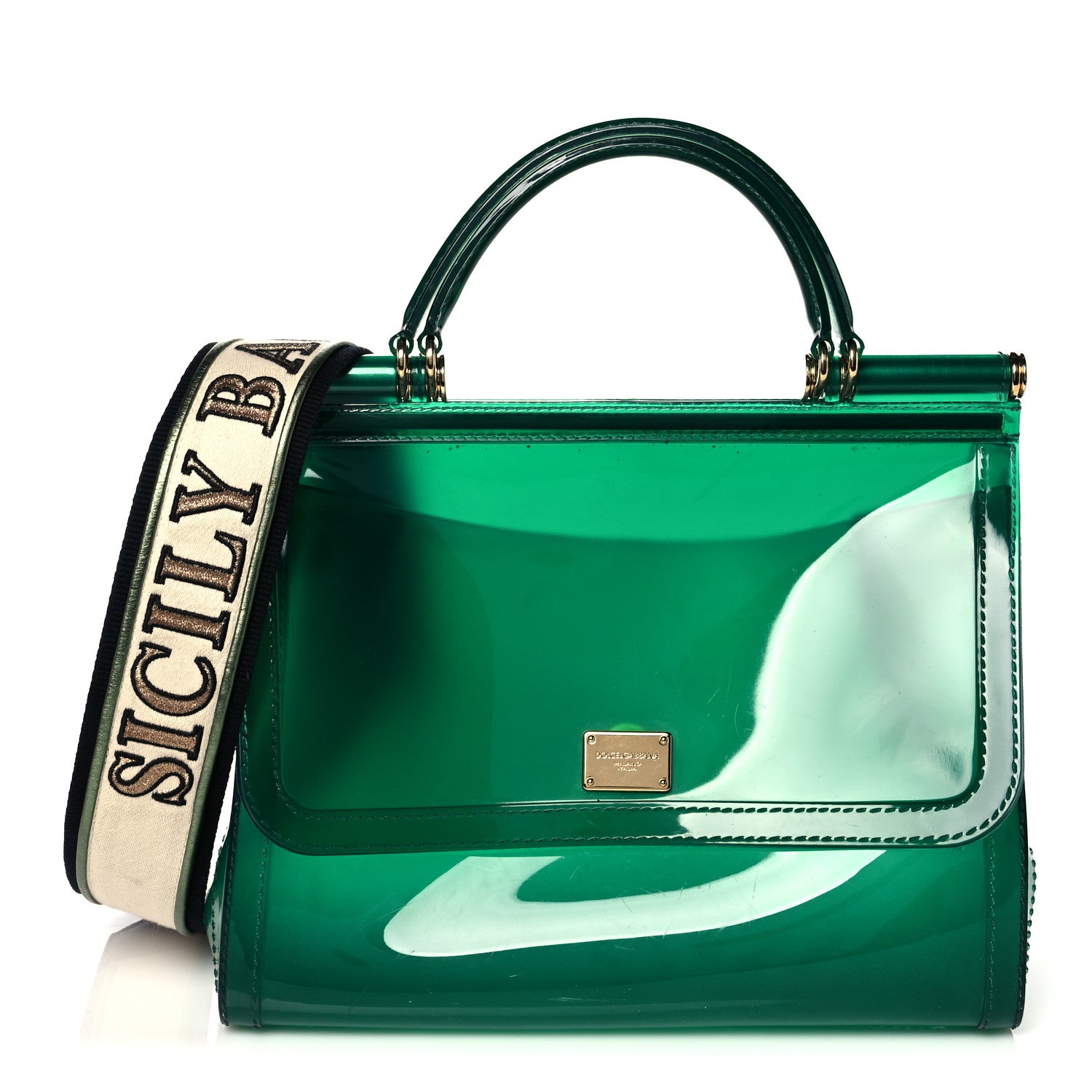 Dolce & Gabbana Rubber Semi Transparent Miss Sicily Satchel Verde 1 of 14
