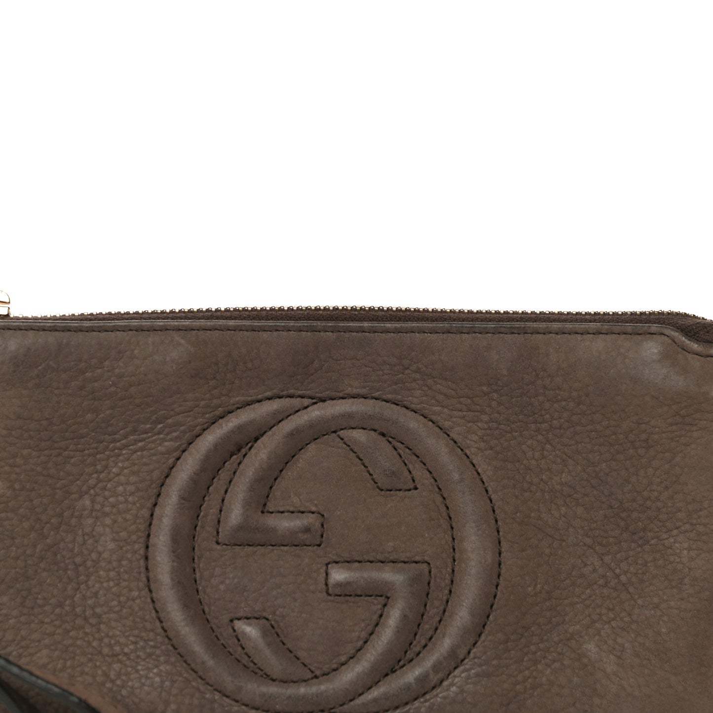 Pebbled Calfskin Soho Wristlet Brown