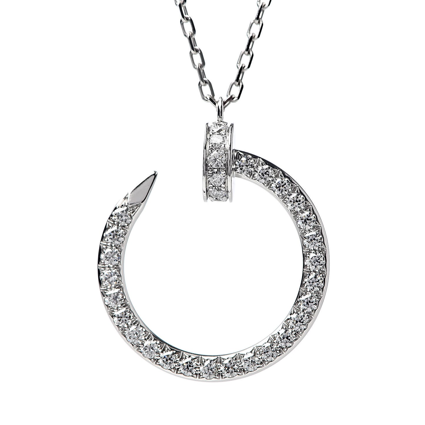 18K White Gold Diamond Juste Un Clou Paved Pendant Necklace