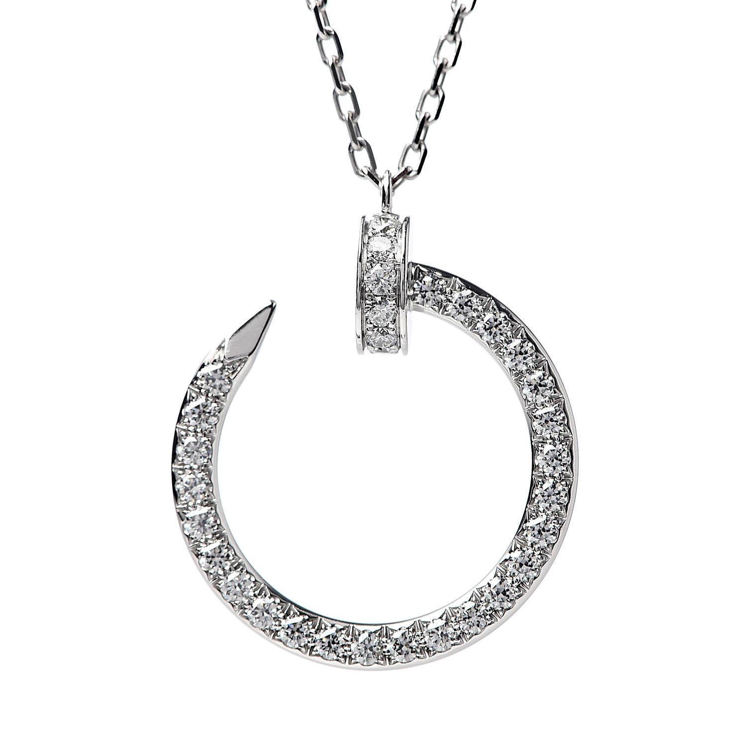 Cartier 18K White Gold Diamond Juste Un Clou Paved Pendant Necklace 4 of 6
