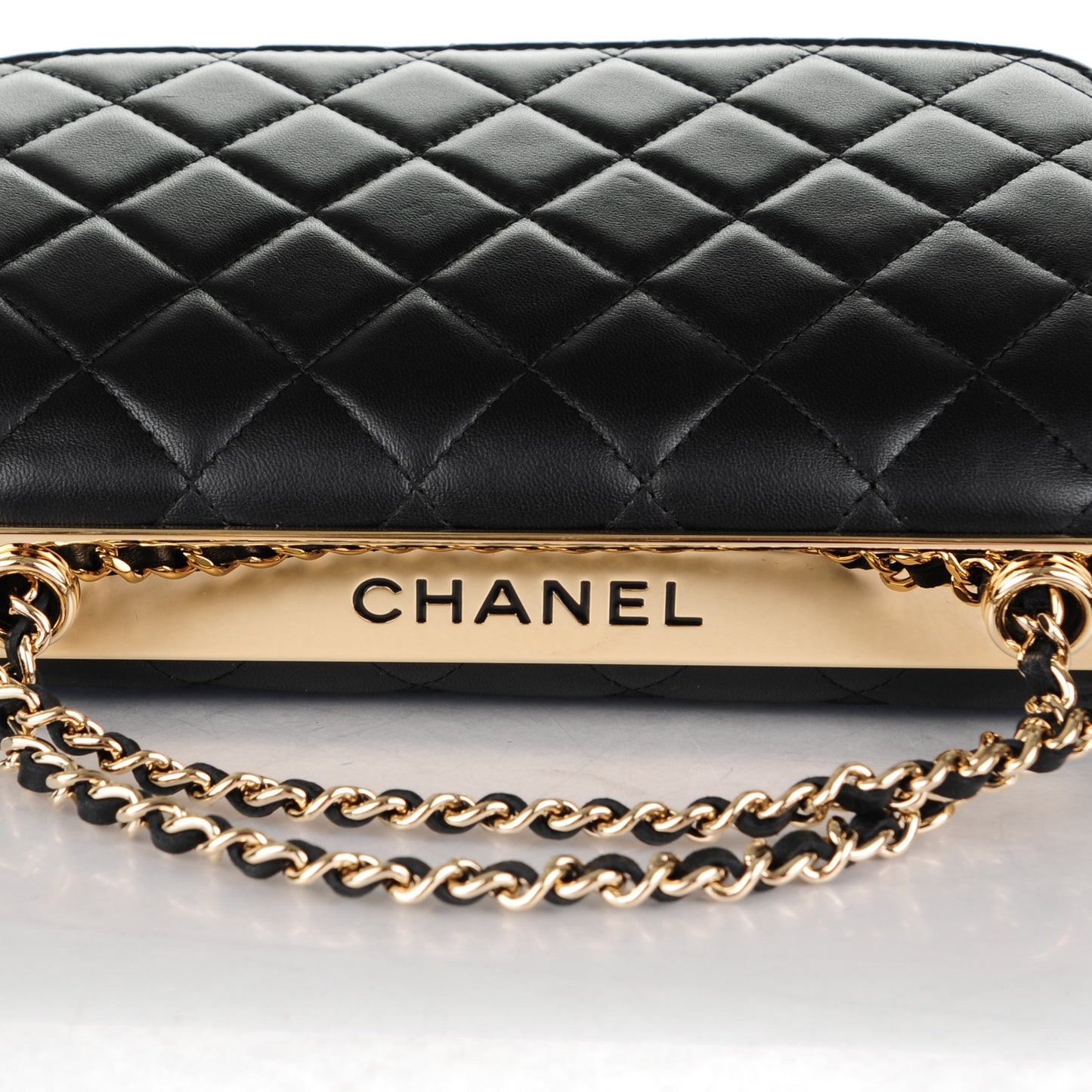 Lambskin Quilted Trendy CC Wallet On Chain WOC Black