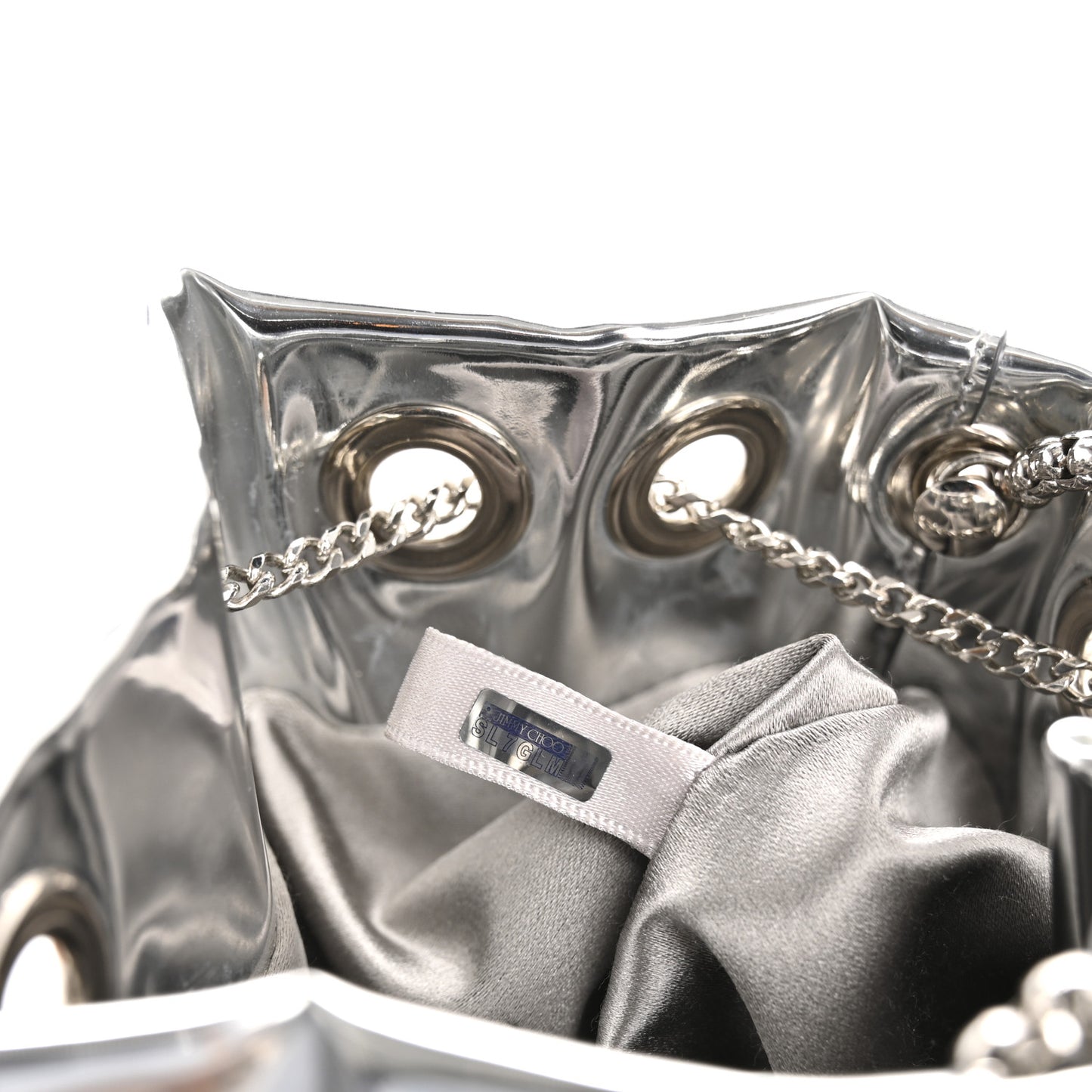 Metallic Patent Bon Bon Bag Silver