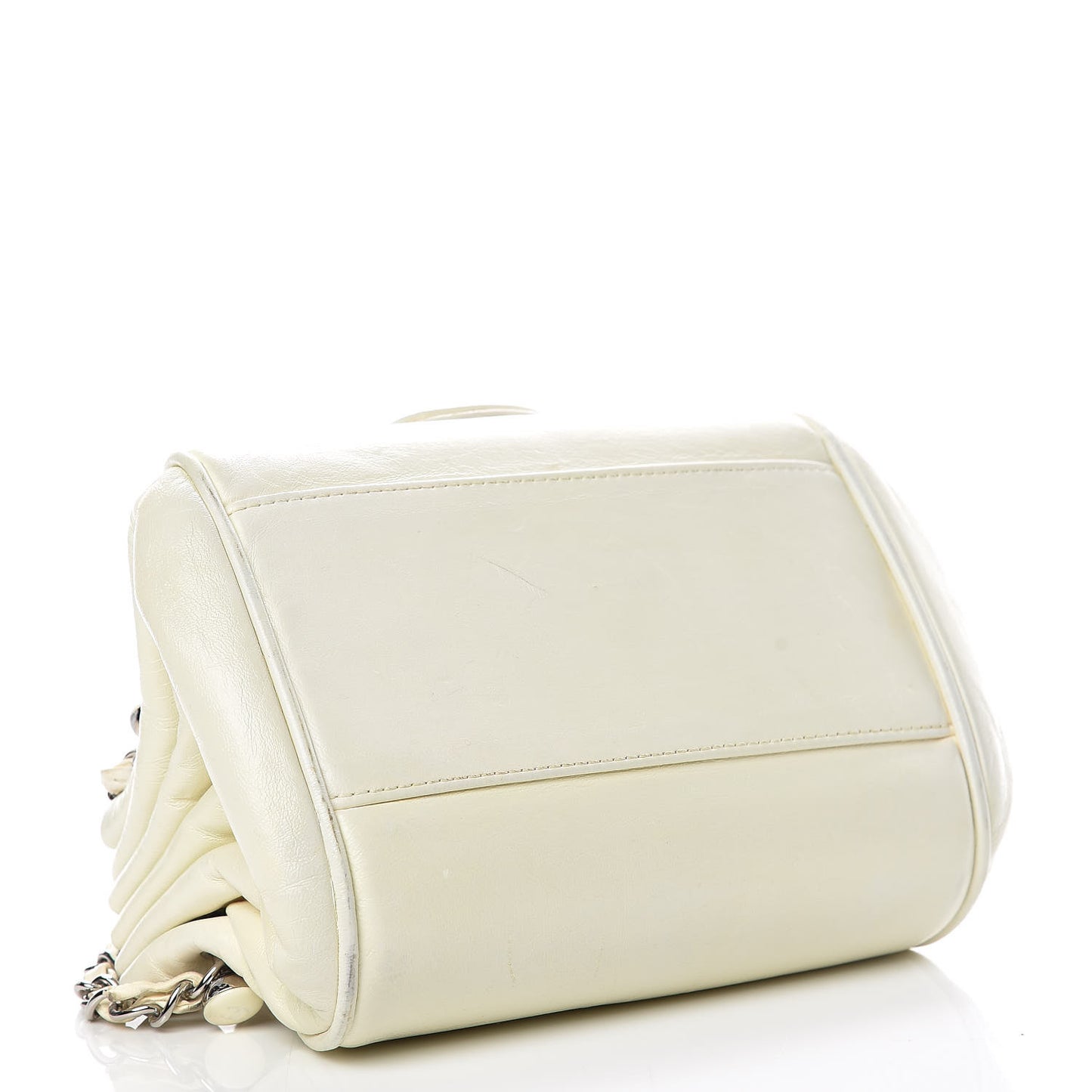 Lambskin Quilted Small Accordion Flap White