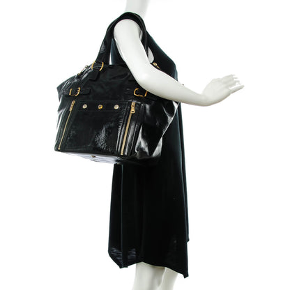 Saint Laurent Textured Patent Large Downtown Tote Black 2 of 7