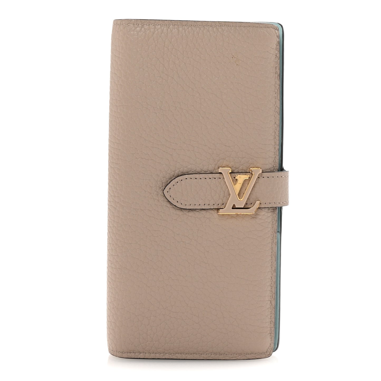 Taurillon LV Vertical Capucines Wallet Galet Aquamarine