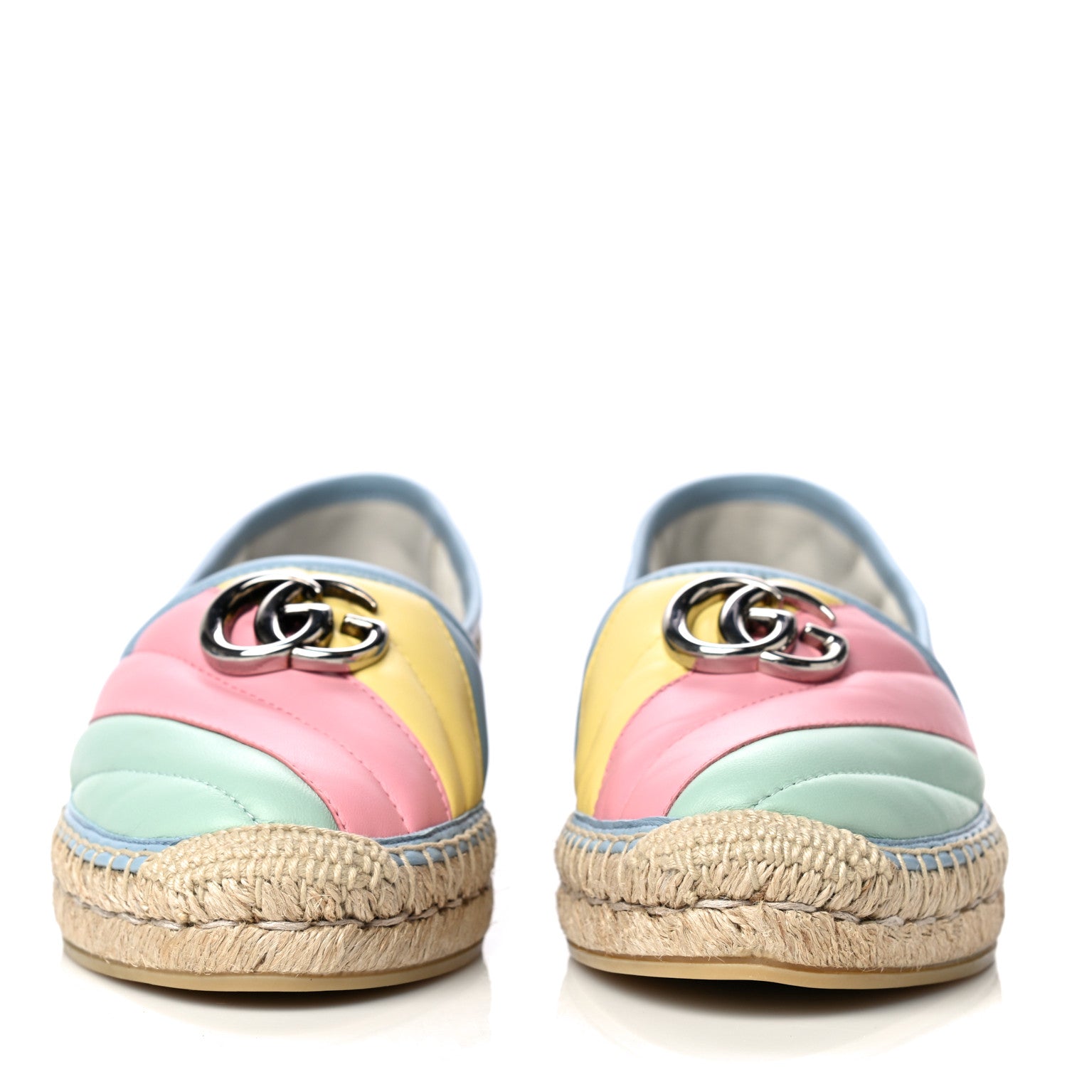 Gucci Nappa Matelasse Diagonal GG Marmont Espadrilles 37.5 Multicolor Pastel 2 of 15