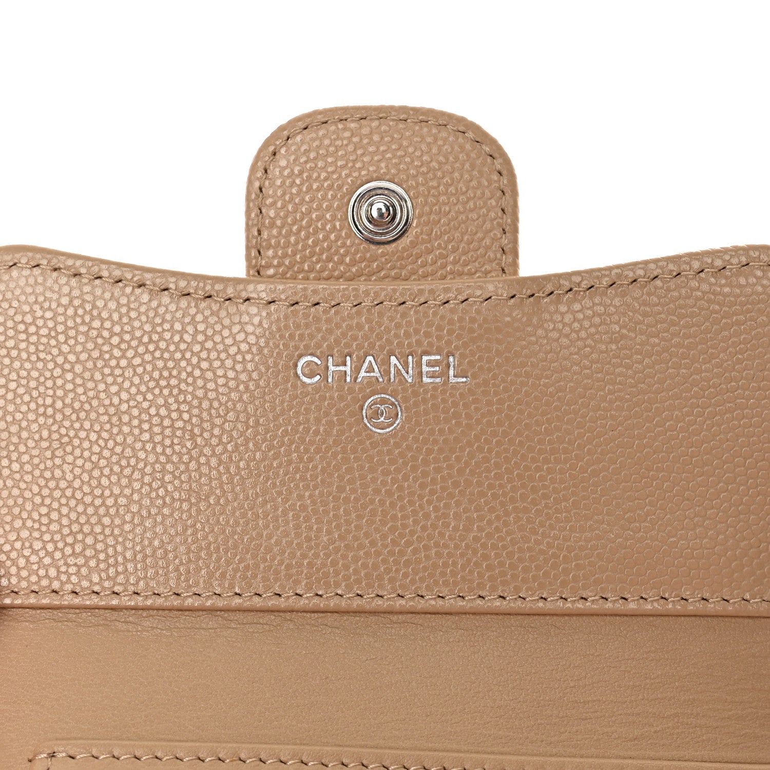 Chanel Caviar Quilted Compact Flap Wallet Beige 6 of 9