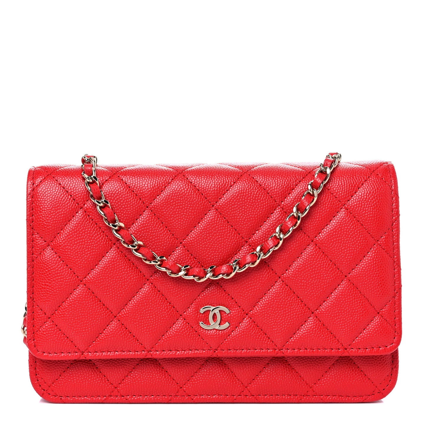 Caviar Quilted Wallet On Chain WOC Red