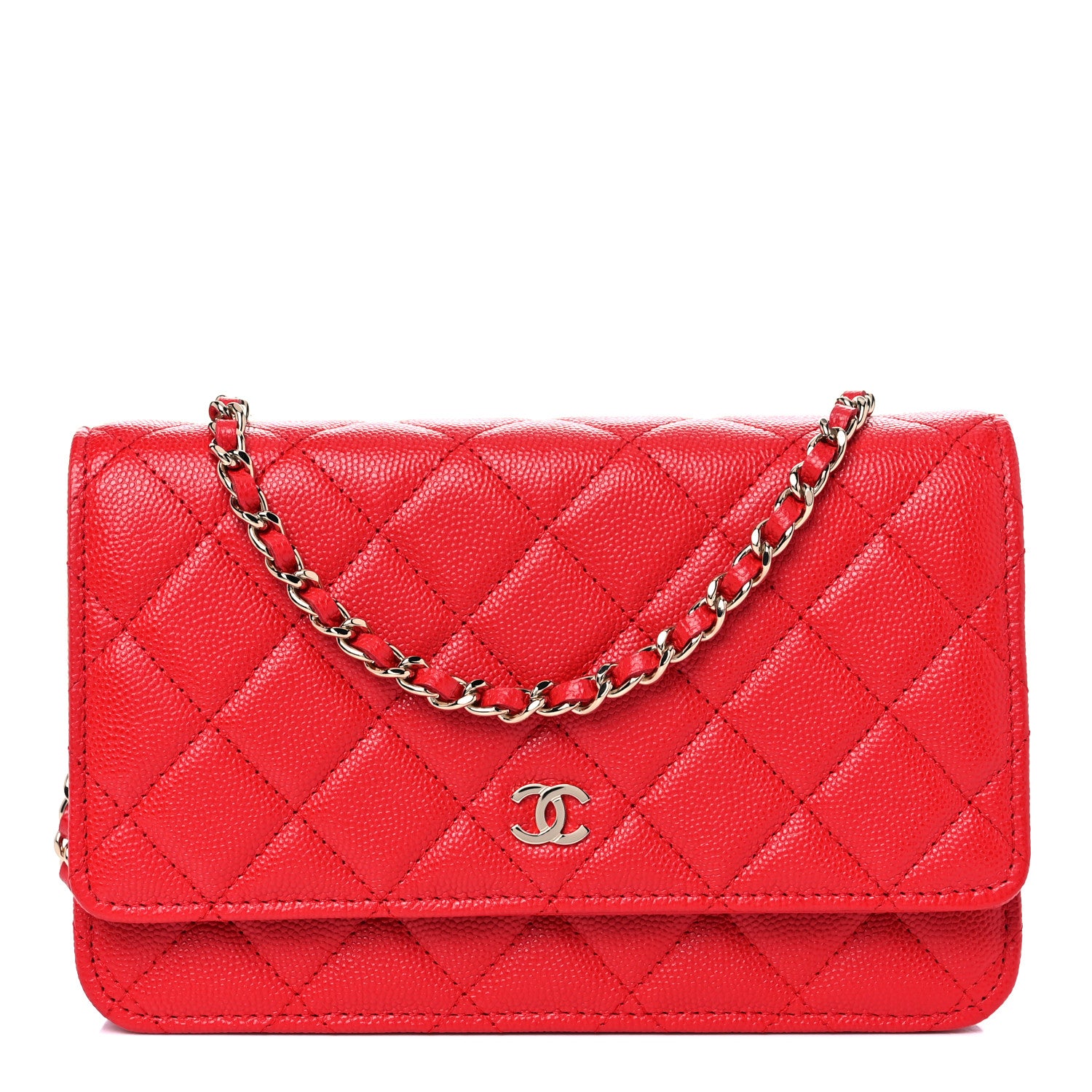Chanel Caviar Quilted Wallet On Chain WOC Red 1 of 11