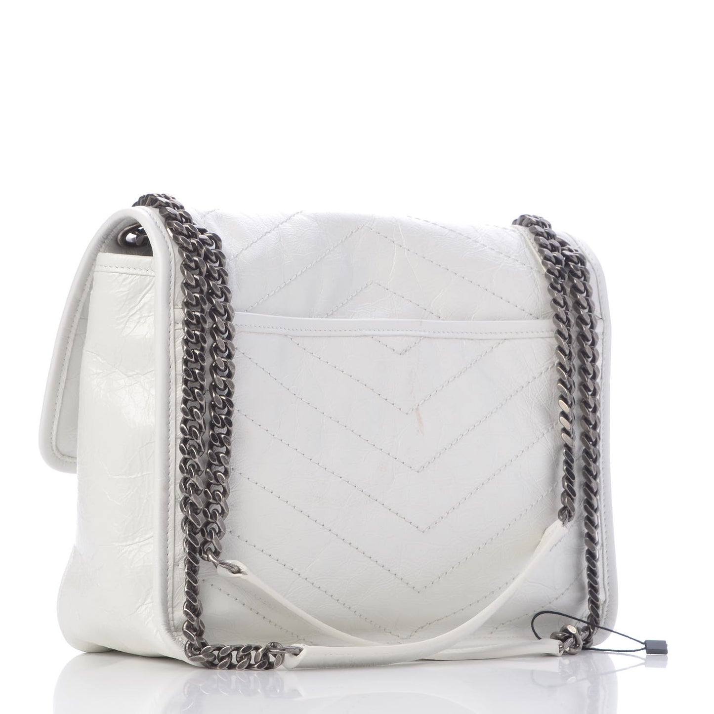 Crinkled Calfskin Matelasse Monogram Medium Niki Chain Satchel Dirty White
