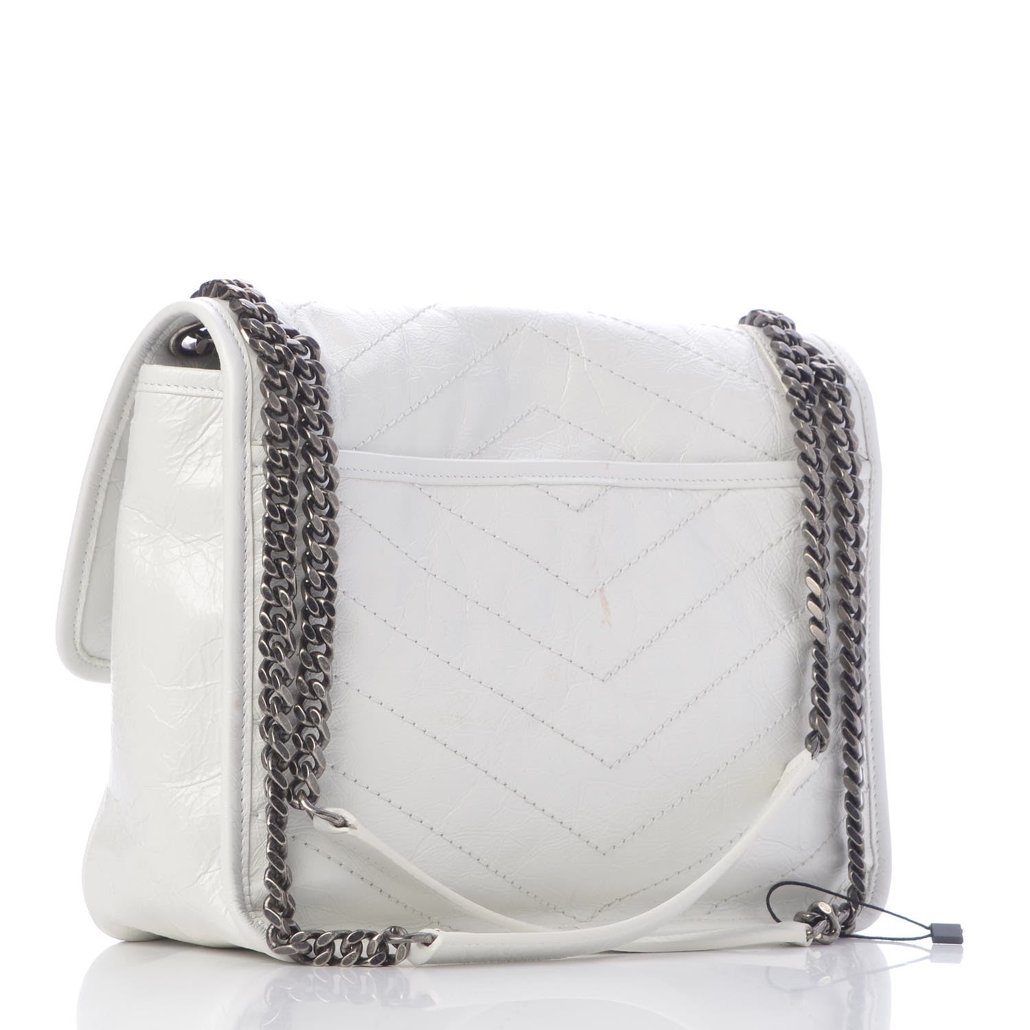Saint Laurent Crinkled Calfskin Matelasse Monogram Medium Niki Chain Satchel Dirty White 4 of 11