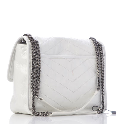 Saint Laurent Crinkled Calfskin Matelasse Monogram Medium Niki Chain Satchel Dirty White 4 of 11