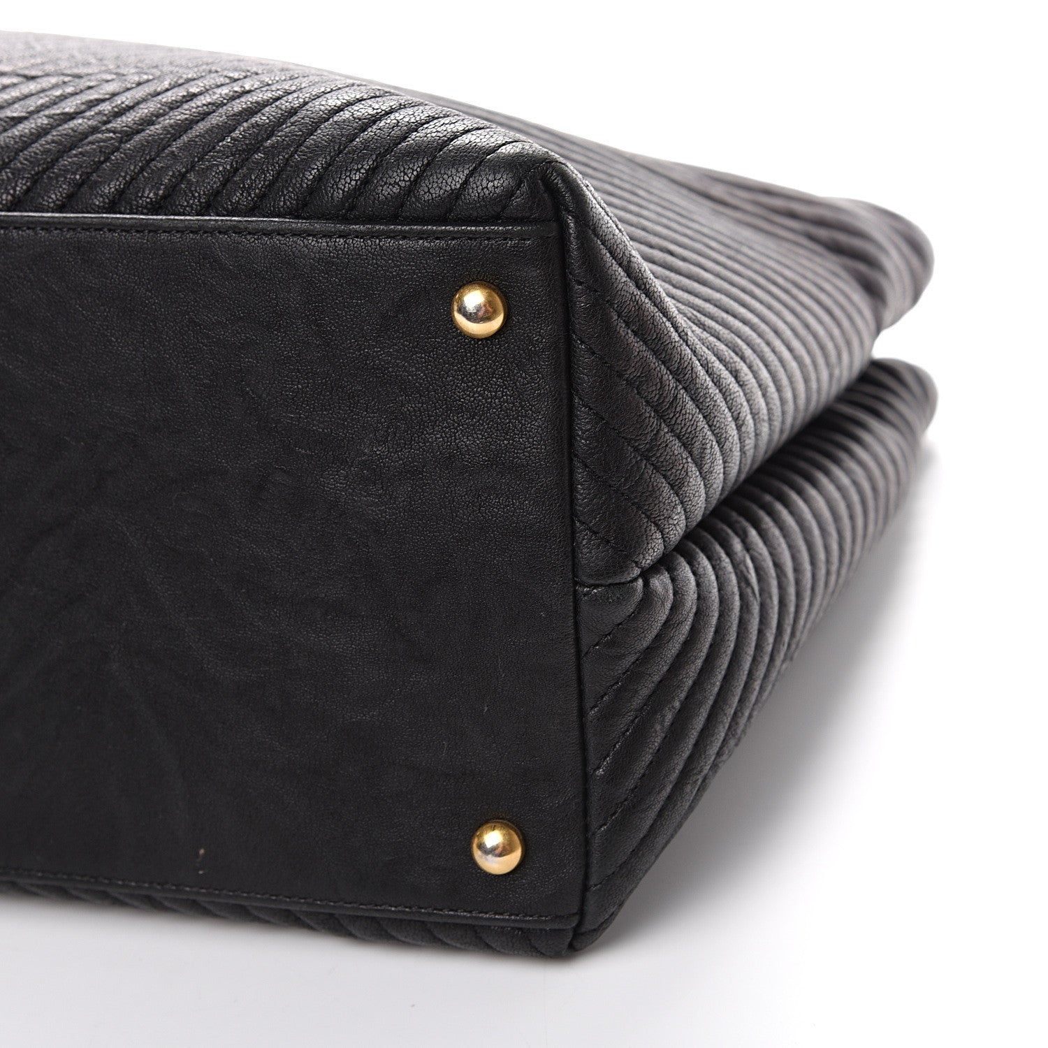 Chanel Wrinkled Lambskin Chevron Quilted Large Surpique Tote Black 8 of 9