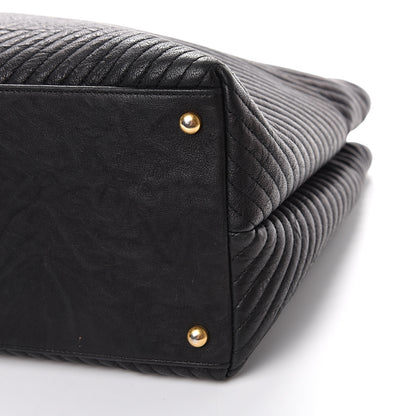 Chanel Wrinkled Lambskin Chevron Quilted Large Surpique Tote Black 8 of 9