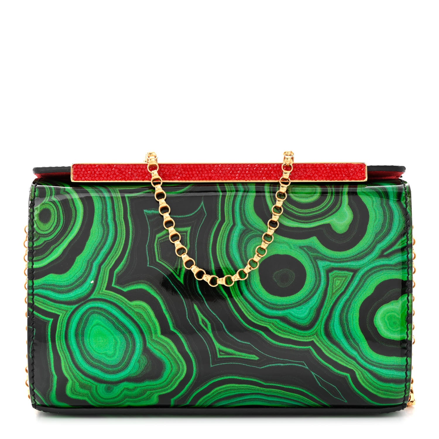 Christian Louboutin Patent Crystal Malachite Vanite Clutch Green Multicolor 1 of 10