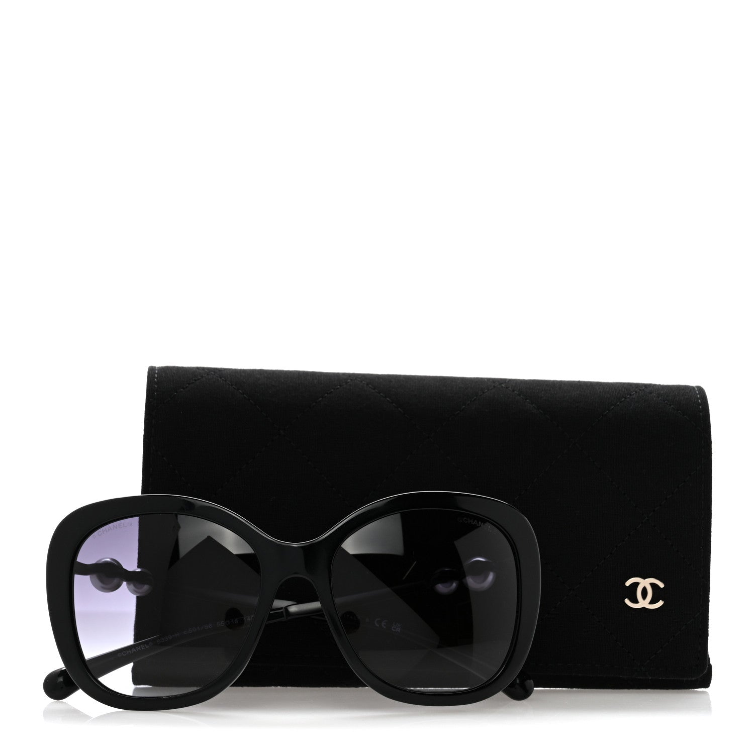 Chanel Acetate Butterfly Winter Pearl Sunglasses 5339-H Black 7 of 7